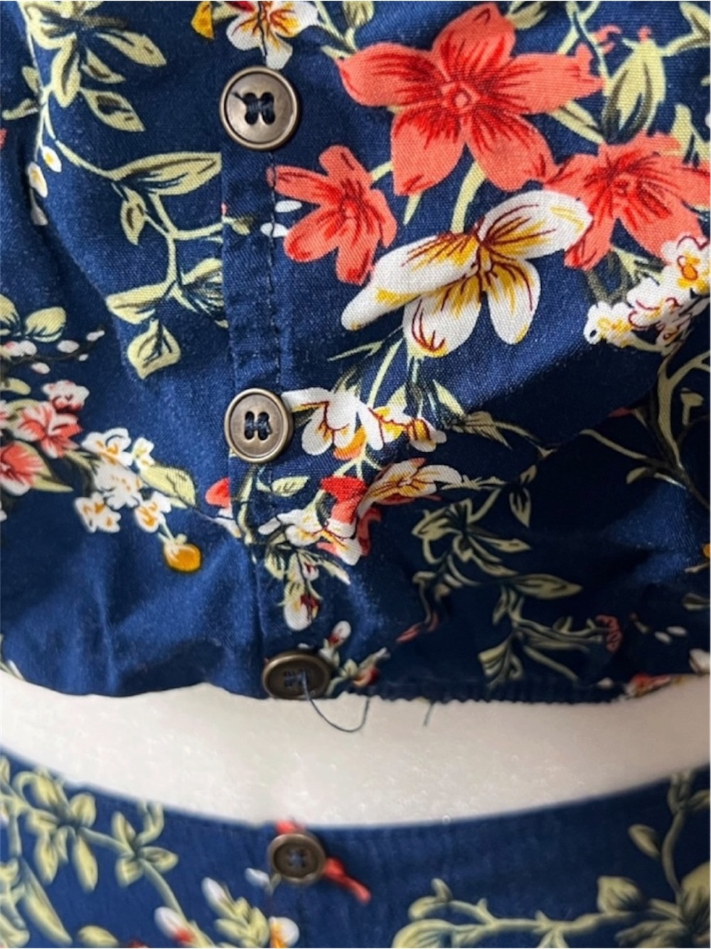 Preowned Xhilaration Floral 2-Piece Set Crop Top Medium & Skirt XS Blue Red Flor - Picture 8 of 10